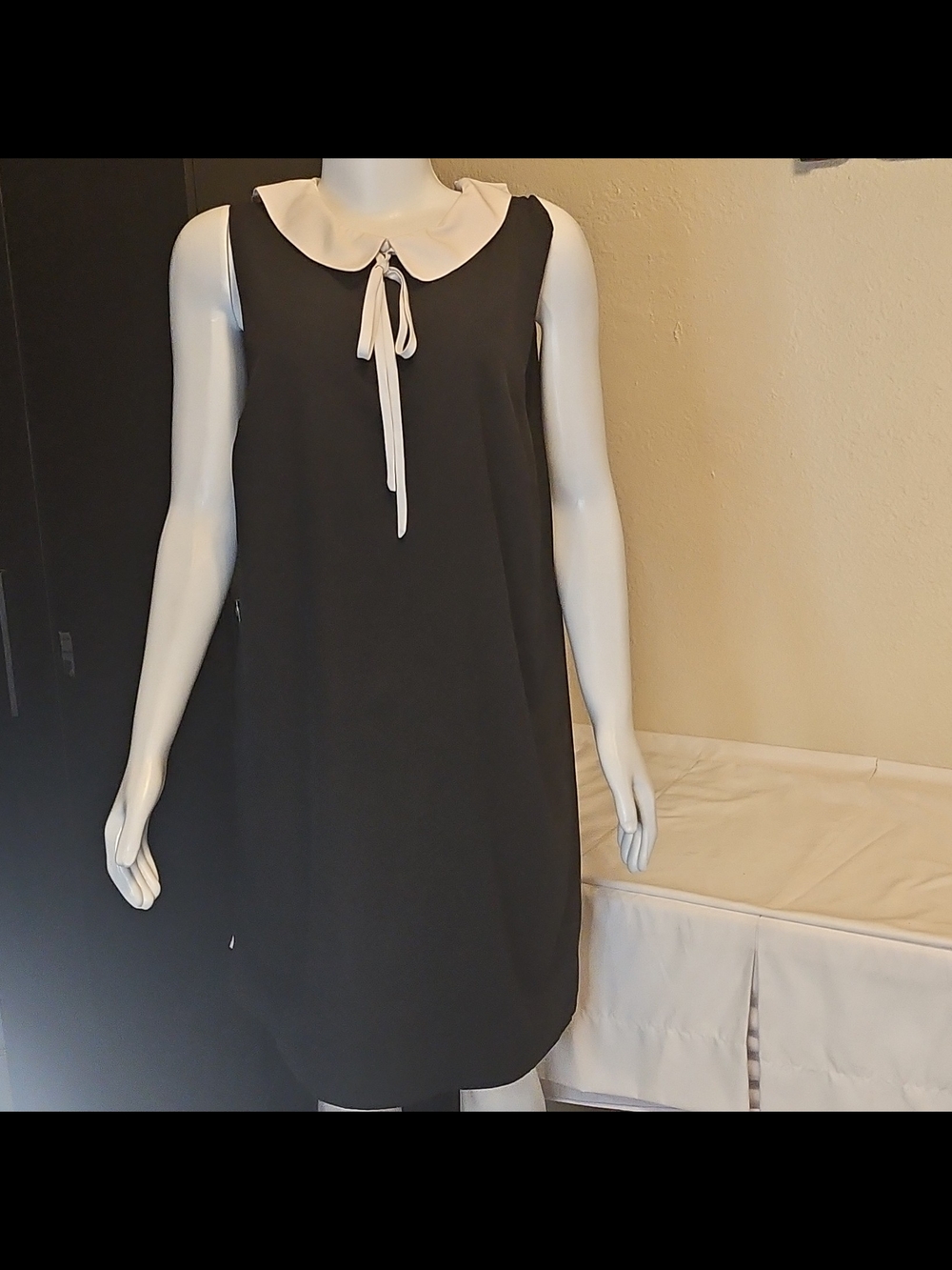 CeCe Black Mini Dress with White Peter Pan Collar